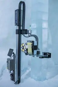 Evolabel FlexWipe® Motorized Stand XL Coldstore Pallet Labeling System